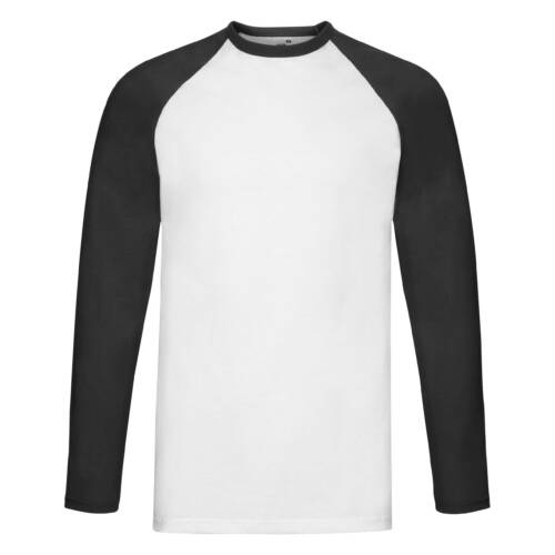 Fruit of the Loom Valueweight Long Sleeve Baseball T Valueweight Long Sleeve Baseball T – 2XL, White/Black-TH