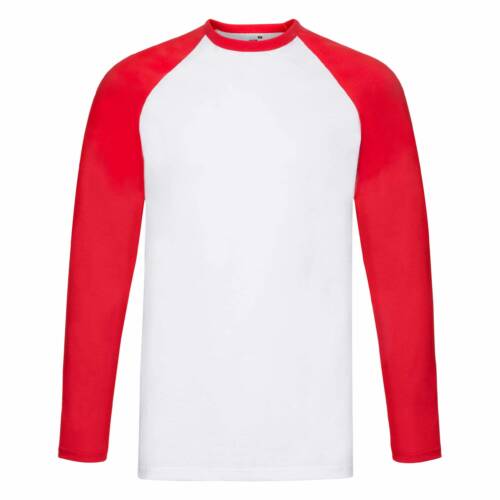 Fruit of the Loom Valueweight Long Sleeve Baseball T Valueweight Long Sleeve Baseball T – 2XL, White/Red-WM