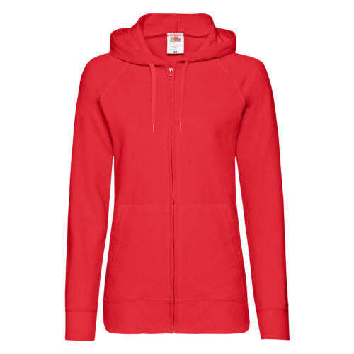 Fruit of the Loom Ladies Lightweight Hooded Sweat Jacket Ladies Lightweight Hooded Sweat Jacket – 2XL, Red-40