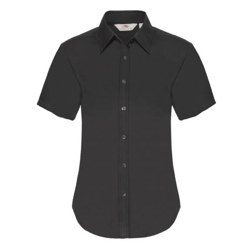 Fruit of the Loom Ladies Short Sleeve Oxford Shirt Ladies Short Sleeve Oxford Shirt – 2XL, Black-36