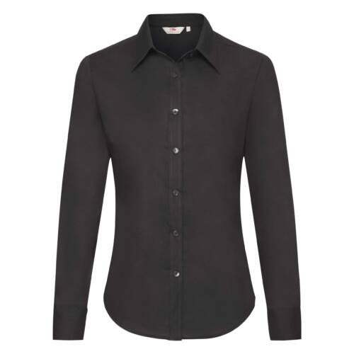 Fruit of the Loom Ladies Long Sleeve Oxford Shirt Ladies Long Sleeve Oxford Shirt – XS, Black-36