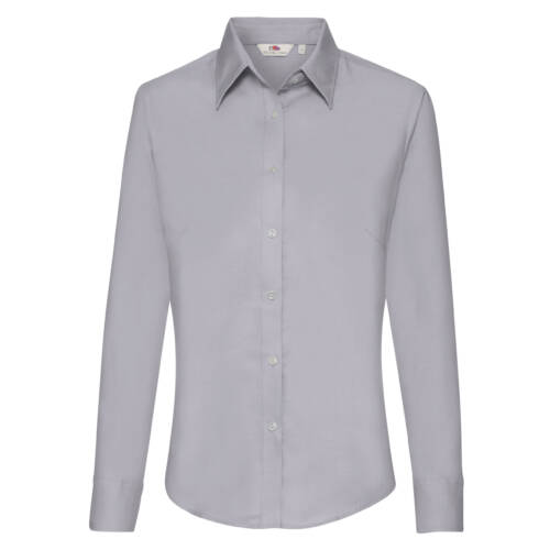 Fruit of the Loom Ladies Long Sleeve Oxford Shirt Ladies Long Sleeve Oxford Shirt – XL, Oxford Grey-OC
