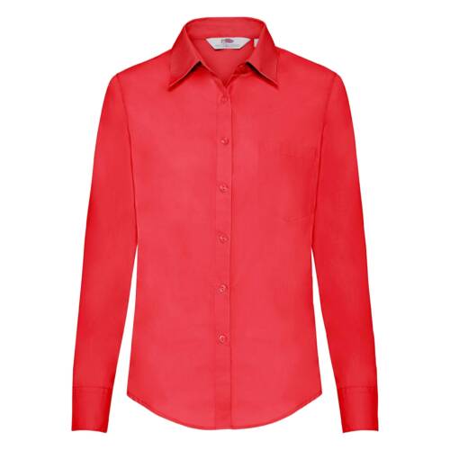 Fruit of the Loom Ladies Long Sleeve Poplin Shirt Ladies Long Sleeve Poplin Shirt – 2XL, Red-40