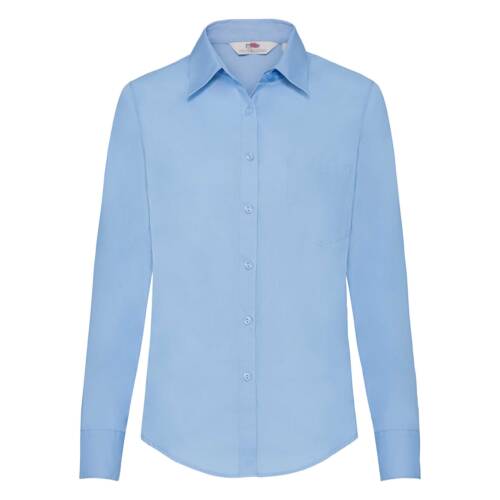 Fruit of the Loom Ladies Long Sleeve Poplin Shirt Ladies Long Sleeve Poplin Shirt – 2XL, Mid Blue-MU