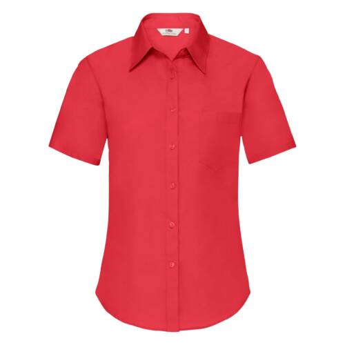 Fruit of the Loom Ladies Short Sleeve Poplin Shirt Ladies Short Sleeve Poplin Shirt – XL, Red-40
