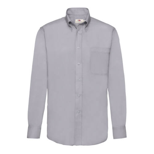 Fruit of the Loom Long Sleeve Oxford Shirt Long Sleeve Oxford Shirt – S, Oxford Grey-OC