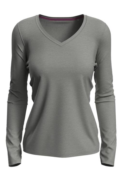 Stedman Claire V-neck Long Sleeve Claire V-neck Long Sleeve – L, Grey Heather-GYH