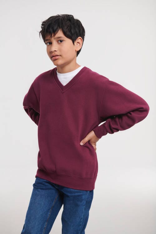 RUSSELL Childrens V-Neck Sweatshirt Childrens V-Neck Sweatshirt – 104, Burgundy-41