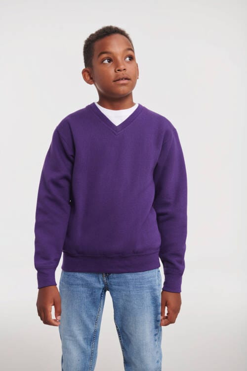RUSSELL Childrens V-Neck Sweatshirt Childrens V-Neck Sweatshirt – 104, Purple-81