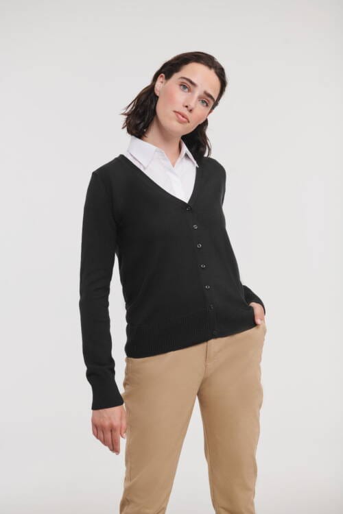 RUSSELL Ladies V-Neck Knitted Cardigan