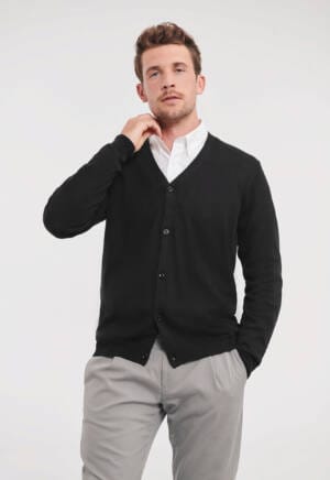 RUSSELL Mens V-Neck Knitted Cardigan