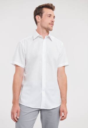 RUSSELL Mens Short Sleeve Tailored Oxford Shirt