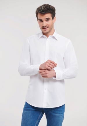 RUSSELL Mens Long Sleeve Tailored Polycotton Poplin Shirt