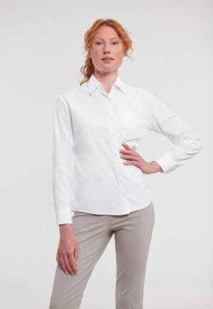 RUSSELL Ladies Long Sleeve Classic Polycotton Poplin Shirt