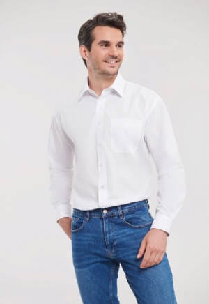 RUSSELL Mens Long Sleeve Classic Polycotton Poplin Shirt