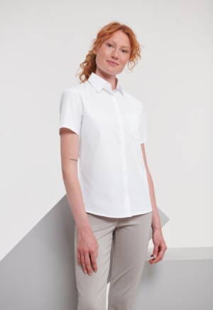 RUSSELL Ladies Short Sleeve Classic Polycotton Poplin Shirt