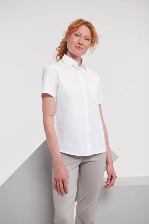 RUSSELL Ladies Short Sleeve Classic Polycotton Poplin Shirt