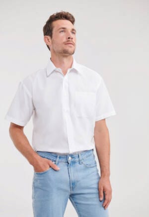 RUSSELL Mens Short Sleeve Classic Polycotton Poplin Shirt