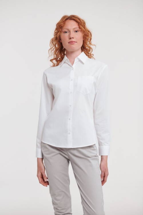 RUSSELL Ladies Long Sleeve Classic Pure Cotton Poplin Shirt