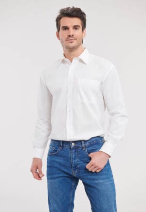 RUSSELL Mens Long Sleeve Classic Pure Cotton Poplin Shirt