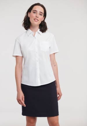 RUSSELL Ladies Short Sleeve Classic Pure Cotton Poplin Shirt