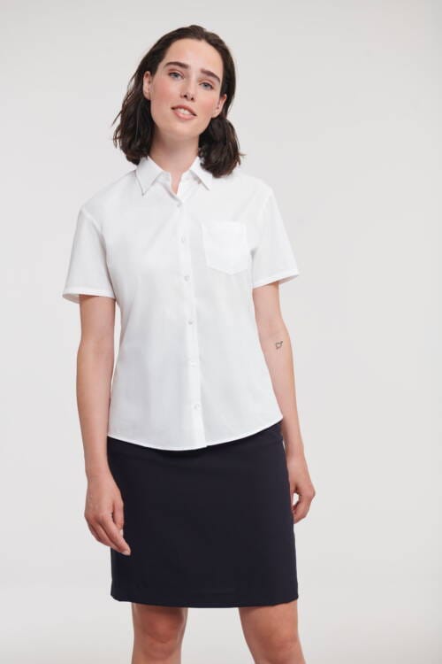 RUSSELL Ladies Short Sleeve Classic Pure Cotton Poplin Shirt