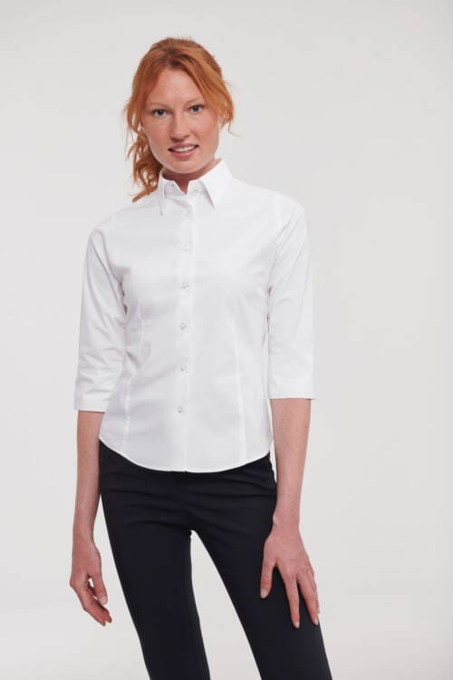 RUSSELL Ladies 3/4 Sleeve Fitted Stretch Shirt