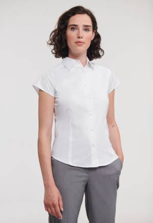 RUSSELL Ladies Short Sleeve Fitted Stretch Shirt