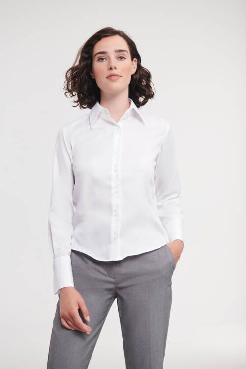 RUSSELL Ladies Long Sleeve Tailored Ultimate Non-Iron Shirt