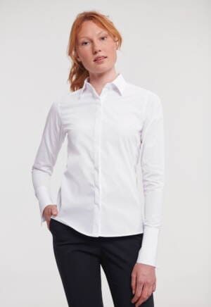 RUSSELL Ladies Long Sleeve Fitted Ultimate Stretch Shirt
