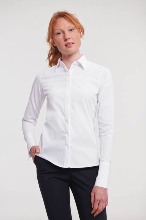 RUSSELL Ladies Long Sleeve Fitted Ultimate Stretch Shirt