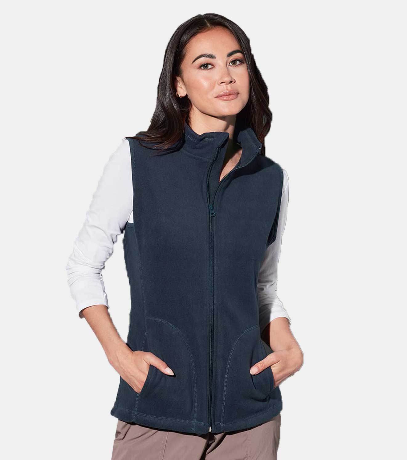 Frauf mit fleecejacke Ärmellos