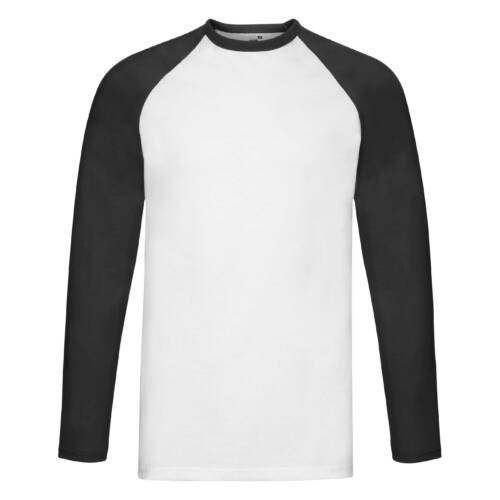 Fruit of the Loom Valueweight Long Sleeve Baseball T Valueweight Long Sleeve Baseball T – 2XL, White BodyBlack Sleeve-TH