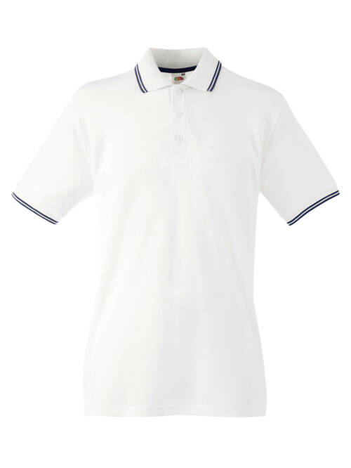 Fruit of the Loom Premium Tipped Polo Premium Tipped Polo – M, weiß/deep navy-WE