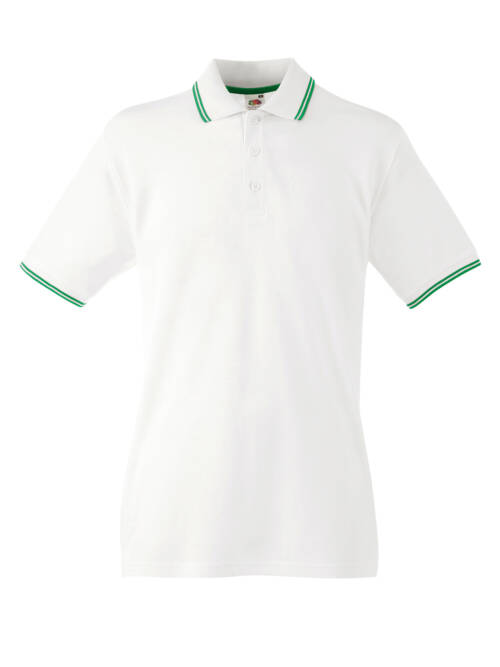 Fruit of the Loom Premium Tipped Polo Premium Tipped Polo – 2XL, weiß/maigrün-WK
