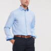 RUSSELL Mens Long Sleeve Tailored Contrast Herringbone Shirt
