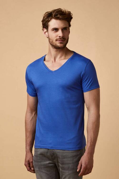Promodoro X.O V-Neck T-Shirt Men X.O V-Neck T-Shirt Men – 2XL, azure blue-AZ