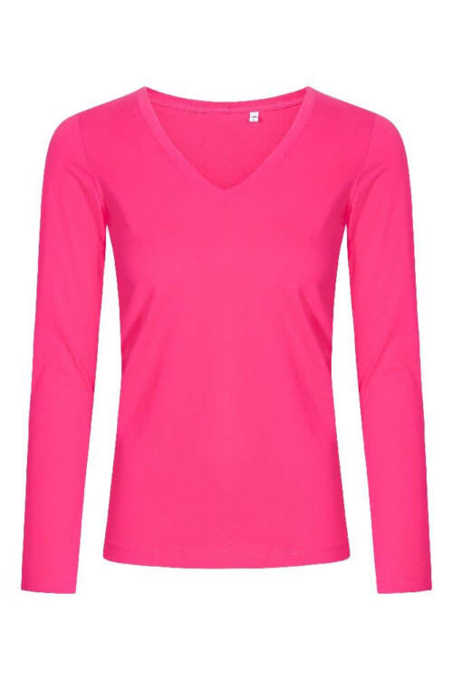 Promodoro X.O V-Neck T LS Women X.O V-Neck T LS Women – 2XL, bright rose-BE